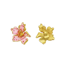 Load image into Gallery viewer, Sunny Hazel Ra-Ra Pink and Red Flower Stud Earrings
